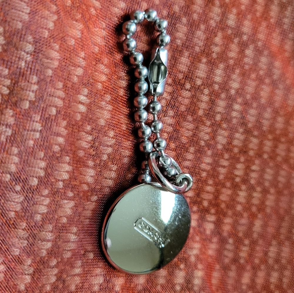Coach Vintage Embossed Silver Tone Tag /Charm w/Chain